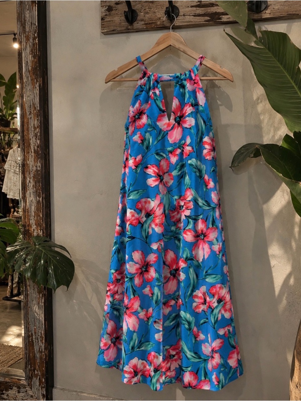 Tommy Bahama New w $158 Tags Blue Keyhole Floral Vacation Dress Womens Large